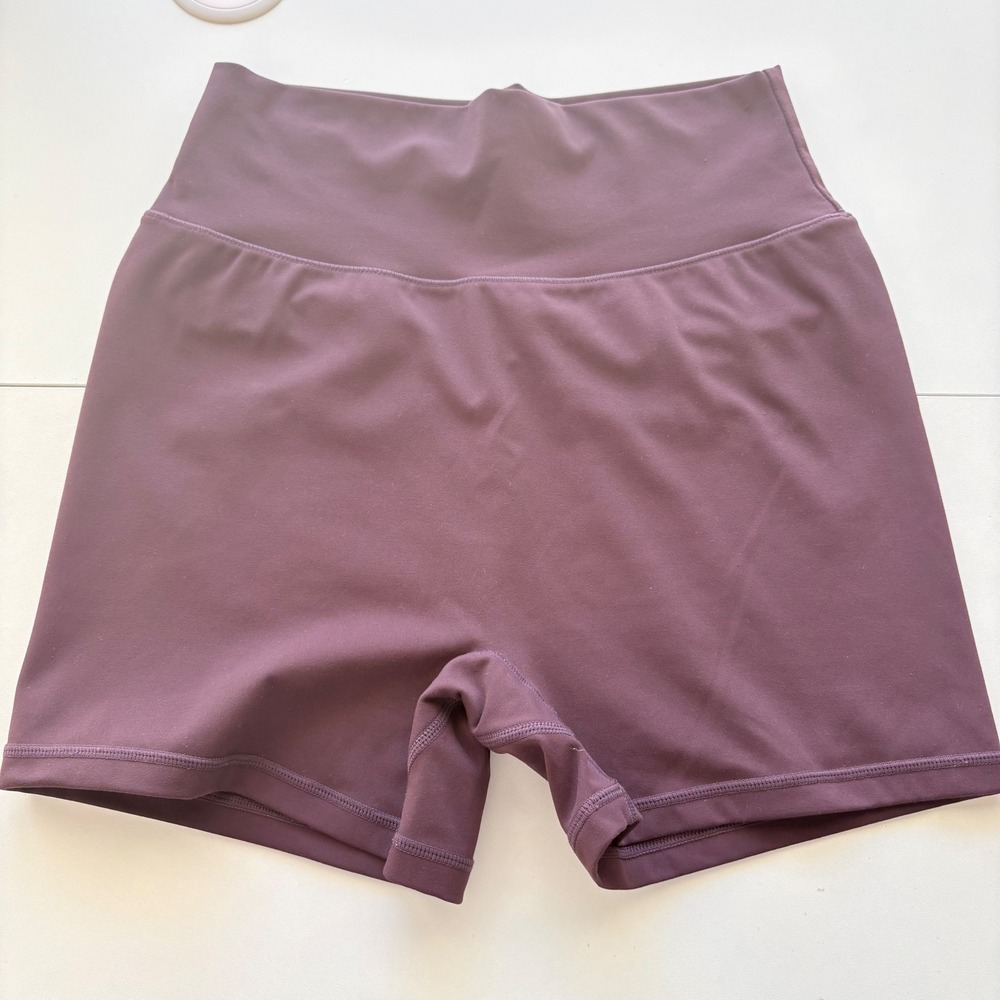 P'tula‎ Biker Shorts Women Small Plum Purple High Waist V-Seam Athletic